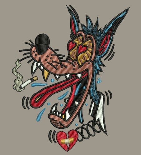 Wolf embroidery design